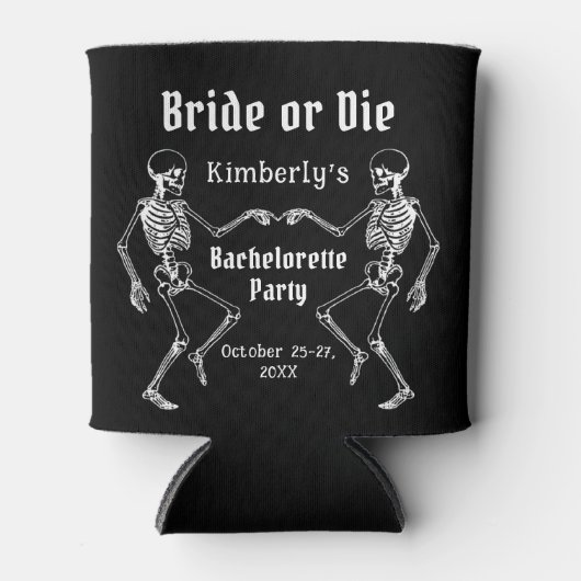 Halloween bruid of Die Skeleton vrijgezellenfeest Blikjeskoeler (Voorkant)