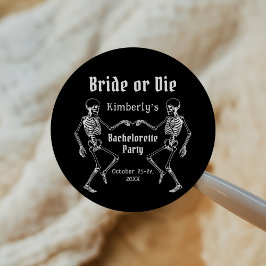 Halloween bruid of Die Skeleton vrijgezellenfeest Ronde Sticker