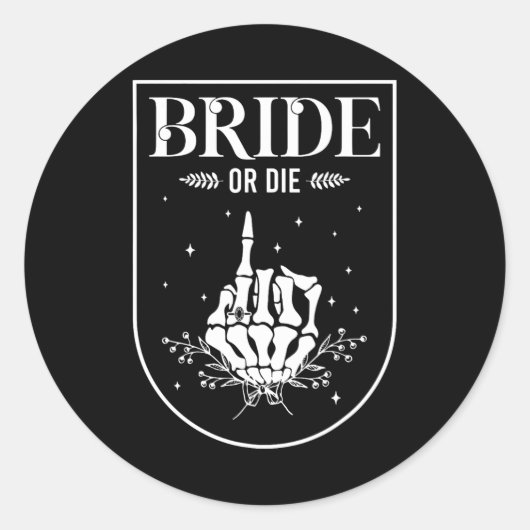 Halloween Bruid Of Sterf Goth Bachelorette-feest M Ronde Sticker (Voorkant)