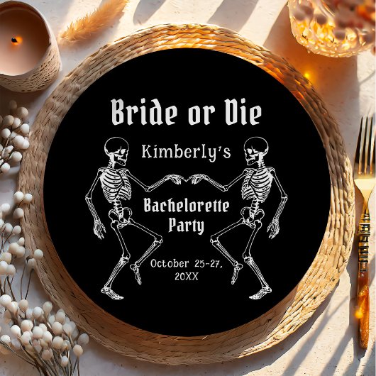 Halloween Bruid of Sterf Skelet Bachelorette Feest Papieren Bordje