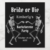 Halloween Bruid of Sterf Skelet Bachelorette Feest Wijn Etiket (Enkel label)