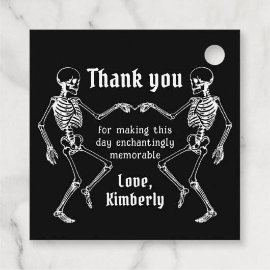 Halloween Bruid of Sterf Skeleton Bachelorette Fee Bedankjes Labels (Achterkant)