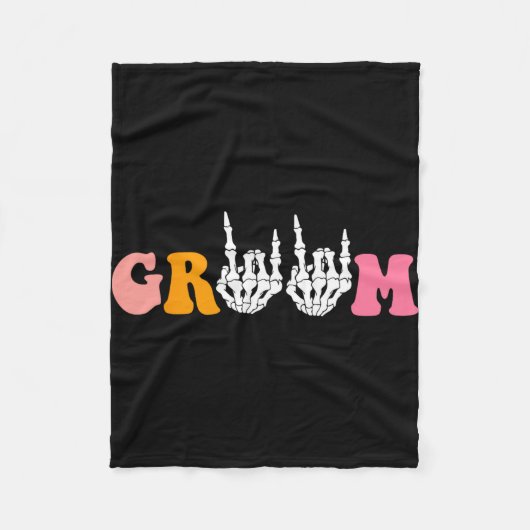 Halloween bruidegom bruid skelet hand bruiloft bac fleece deken (Voorkant)