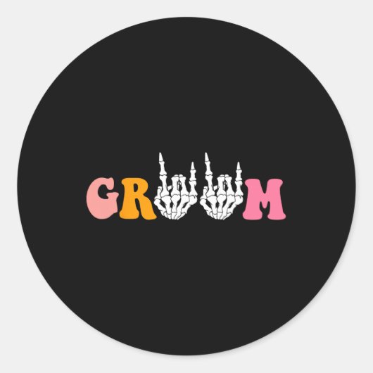 Halloween bruidegom bruid skelet hand bruiloft bac ronde sticker (Voorkant)