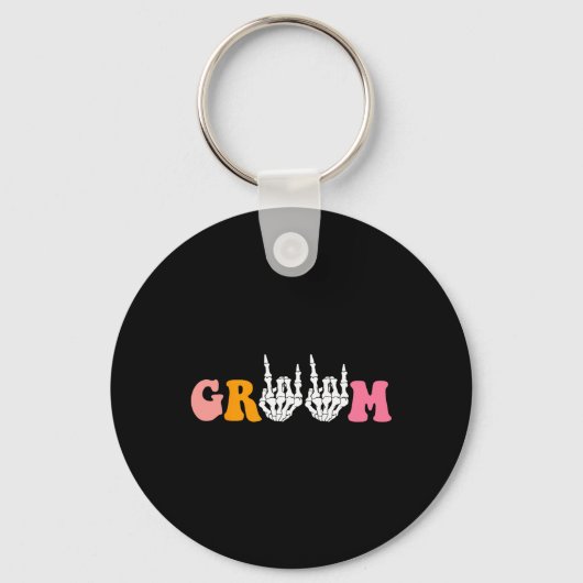 Halloween bruidegom bruid skelet hand bruiloft bac sleutelhanger (Voorkant)