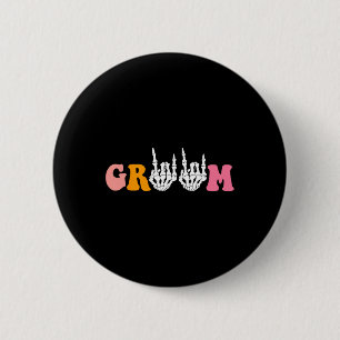 Halloween Bruidegom Bruid Skelet Hand Trouw Verlov Ronde Button 5,7 Cm