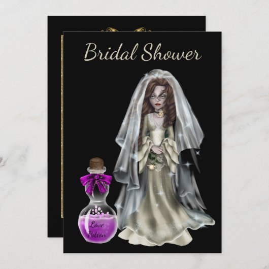 Halloween Bruids Douche Uitnodiging Love Potion (Voorkant / Achterkant)