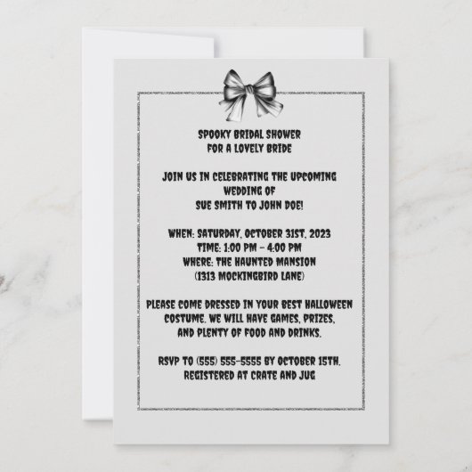 Halloween bruids douche uitnodiging Spooky bruid (Achterkant)