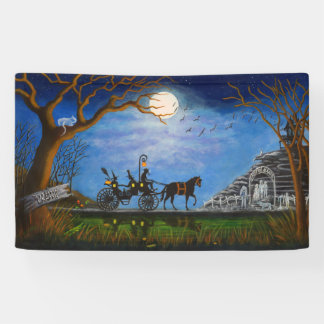 Halloween bruiloft banner, heks en tovenaar spandoek