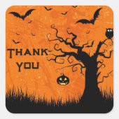 Halloween bruiloft dank u enge boom vierkante sticker (Voorkant)