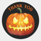 Halloween bruiloft dank u enge pompoen ronde sticker (Voorkant)