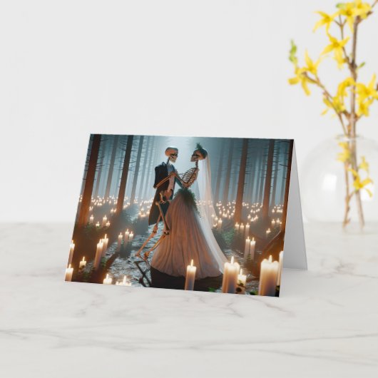 Halloween bruiloft dans kaart (Gele Bloem)