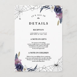 Halloween bruiloft details informatiekaartje
