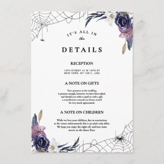 Halloween bruiloft details informatiekaartje
