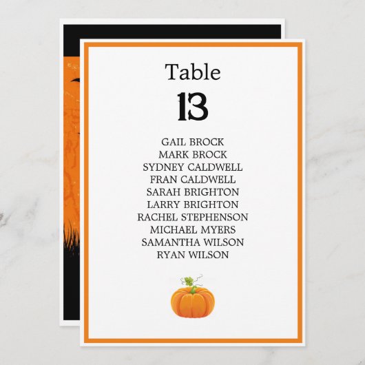 Halloween Bruiloft Enge Boom Tafel Zittingkaart (Voorkant / Achterkant)