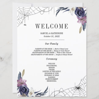 Halloween bruiloft familie introduceert welkomstbo