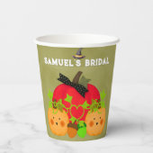 Halloween Bruiloft Feestje Pompoen Koppel Papieren Bekers (Achterkant)