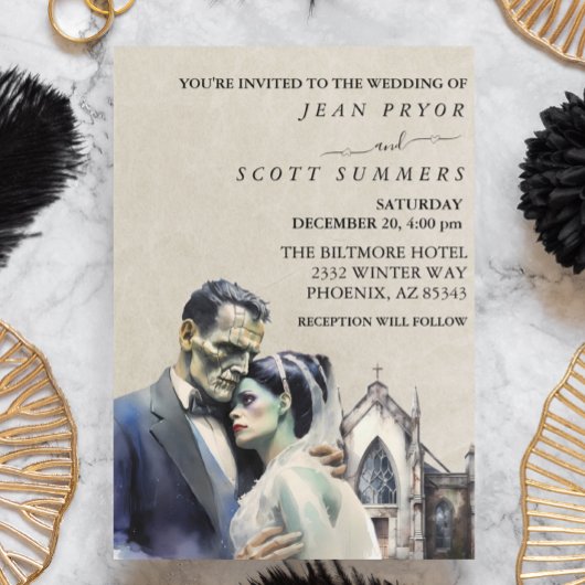 Halloween Bruiloft Frankenstein Bruid Kaart