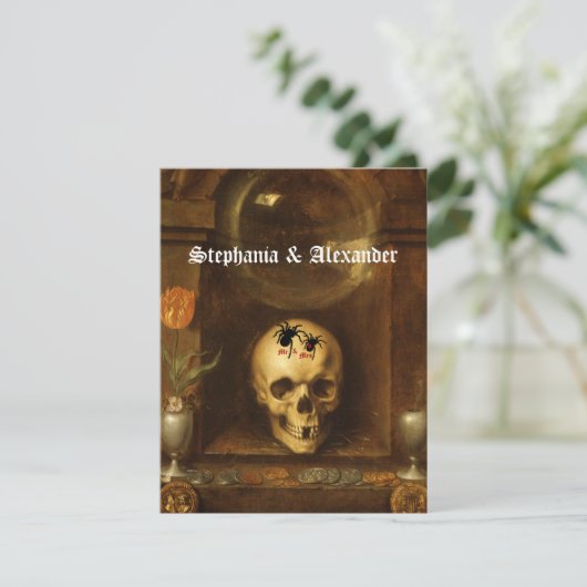 Halloween bruiloft, Gothic, schedel, aangepaste ui Kaart (Staand voorkant)