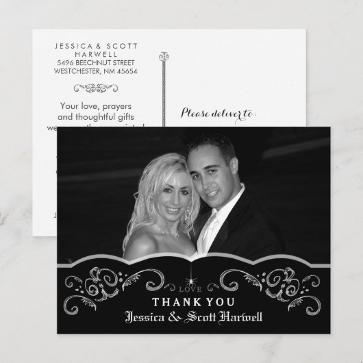 Halloween bruiloft Gothic Scroll Foto Dank u Briefkaart (Voorkant / Achterkant)