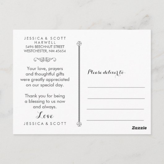 Halloween bruiloft Gothic Scroll Foto Dank u Briefkaart (Achterkant)