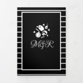 Halloween Bruiloft Gotische Strepen Schedel Drieluik Uitnodiging (Cover)