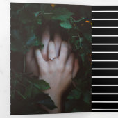 Halloween Bruiloft Gotische Strepen Schedel Drieluik Uitnodiging (Binnenzijde eerst)