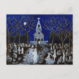 Halloween, bruiloft, kerkhof, spoken, briefkaart
