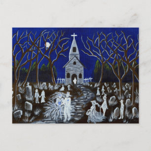 Halloween, bruiloft, kerkhof, spoken, briefkaart