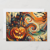 Halloween bruiloft Kleurrijke Pompoen Vleermuizen  Kaart (Achterkant)