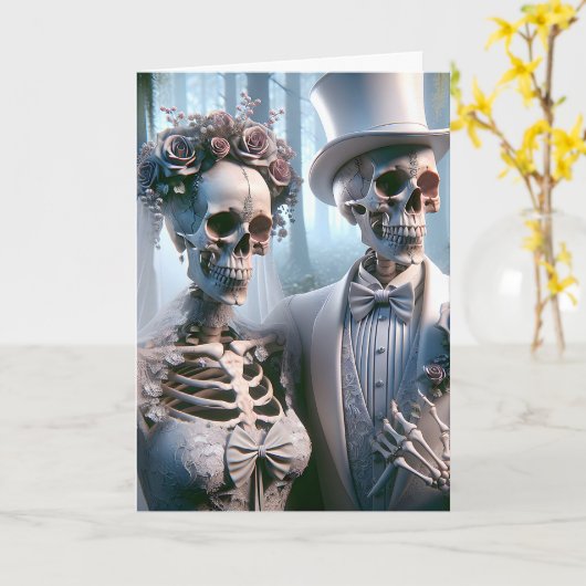 Halloween bruiloft paar kaart (Gele Bloem)