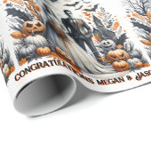 Halloween bruiloft personaliseren namen bruid en b cadeaupapier (Rol Hoek)