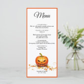Halloween bruiloft pompoen bruiloft menu (Staand voorkant)