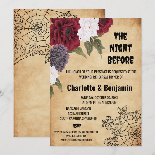 Halloween bruiloft repetitie diner Kaart (Voorkant / Achterkant)