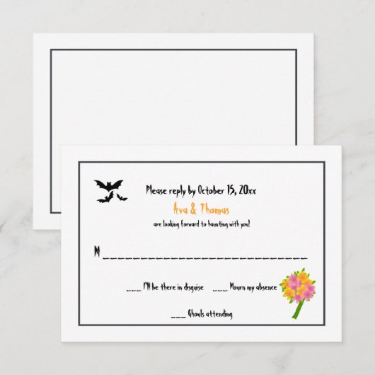 Halloween bruiloft RSVP Kaarten (Voorkant / Achterkant)