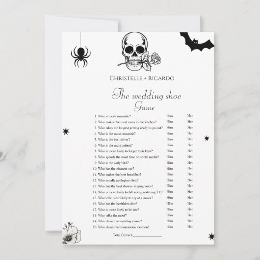 Halloween Bruiloft schoen spel bachelorette spel K Aankondiging (Voorkant)