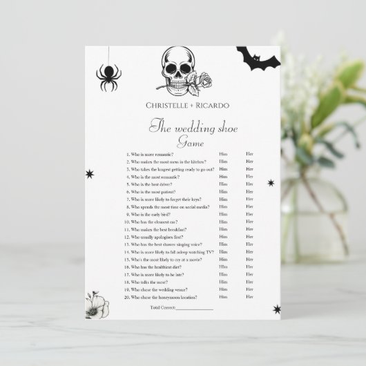 Halloween Bruiloft schoen spel bachelorette spel K Aankondiging (Staand voorkant)