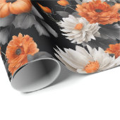 Halloween Bruiloft Sinaasappel Wit Zwart Giftwrap Cadeaupapier (Rol Hoek)