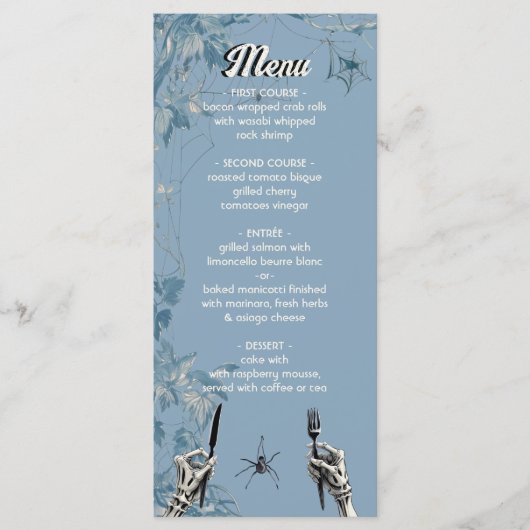 Halloween bruiloft skelet handen Menu (Voorkant)