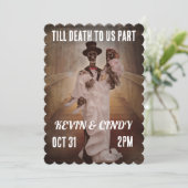 HALLOWEEN BRUILOFT SKELET PAAR UITNODIGINGEN (Staand voorkant)