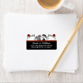 Halloween bruiloft skeletten rode rozen adres etiket (Insitu)