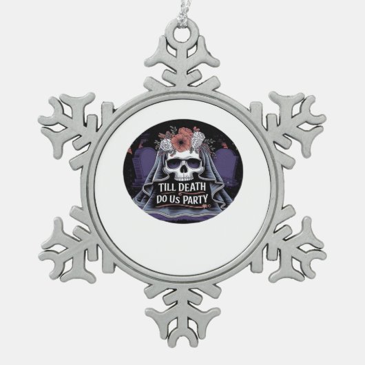 Halloween bruiloft Spooky bruiloft Halloween Party Tin Sneeuwvlok Ornament (Voorkant)