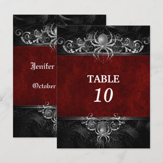 halloween bruiloft tafel nummer Briefkaart (Voorkant / Achterkant)
