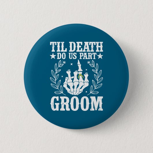 Halloween bruiloft tot de dood ons scheidt bruideg ronde button 5,7 cm (Voorkant)