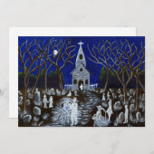 Halloween, bruiloft, uitnodiging, kerk, spoken kaart (Voorkant / Achterkant)
