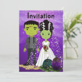 Halloween bruiloft uitnodiging met bruid (Staand voorkant)