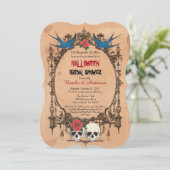 Halloween bruiloft uitnodiging. Suiker schedels Kaart (Staand voorkant)