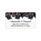 Halloween Bruiloft Zwart Paarse Rozen Adreslabel Etiket (Voorkant)