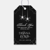 Halloween bruiloft zwart wit spin dank u Label Cadeaulabel (Voorkant)