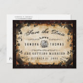 Halloween Bruin Gothic LOVE Save Date Briefkaart (Voorkant / Achterkant)